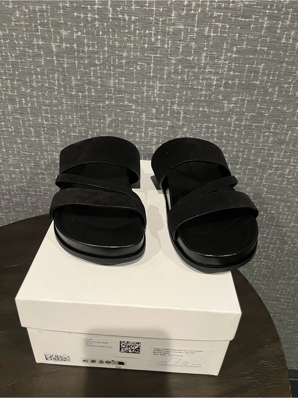NIB COS MULTI-STRAP SUEDE SANDALS Black 10